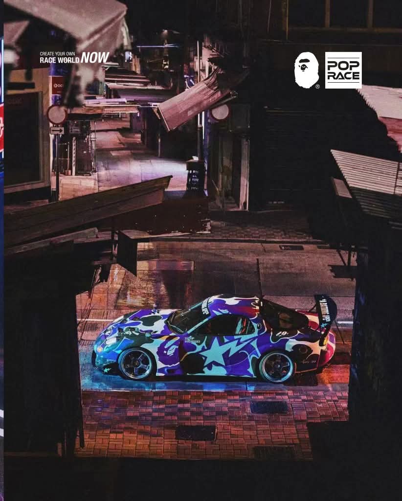 Pop Race x Bape 1:64 Bathing Ape RX7 FD3S Purple