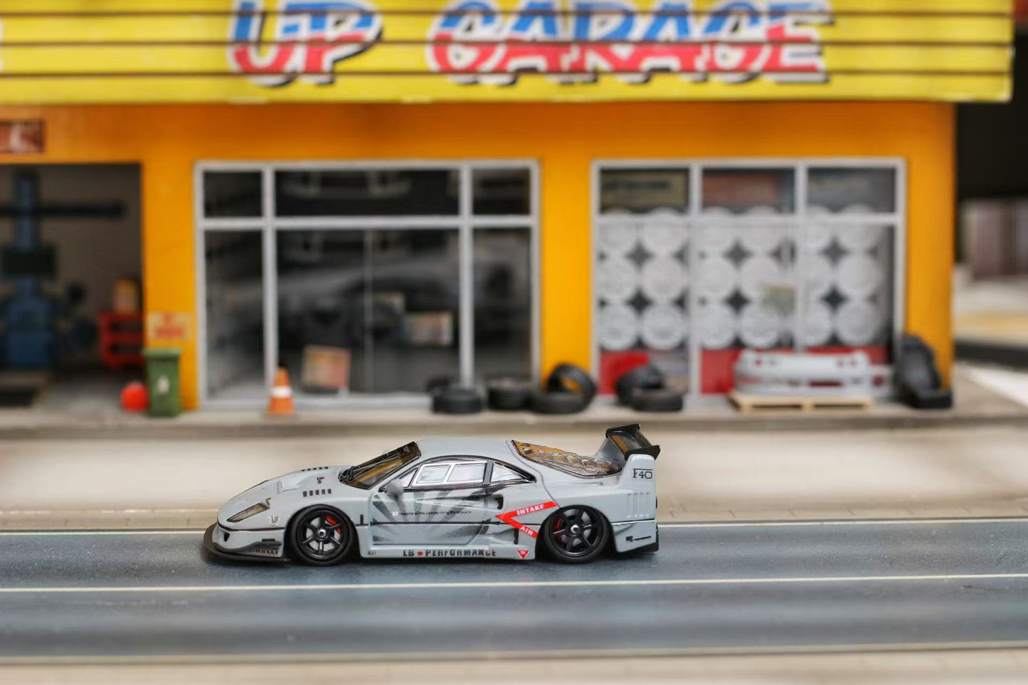 Ghost Player x Street Weapon 1:64 Liberty Walk Ferrari F40 Cement Grey