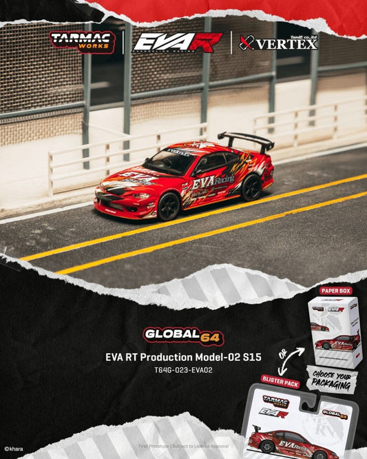 Tarmac Works 1:64 2025 Nissan Silvia (S15) EVA RT Production Model-02 Red