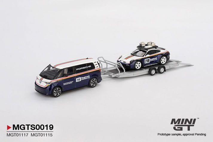 Mini GT 1:64 Porsche 911 Dakar #718 Volkswagen ID. Buzz Porsche Centrum Gelderland Roughroads Set