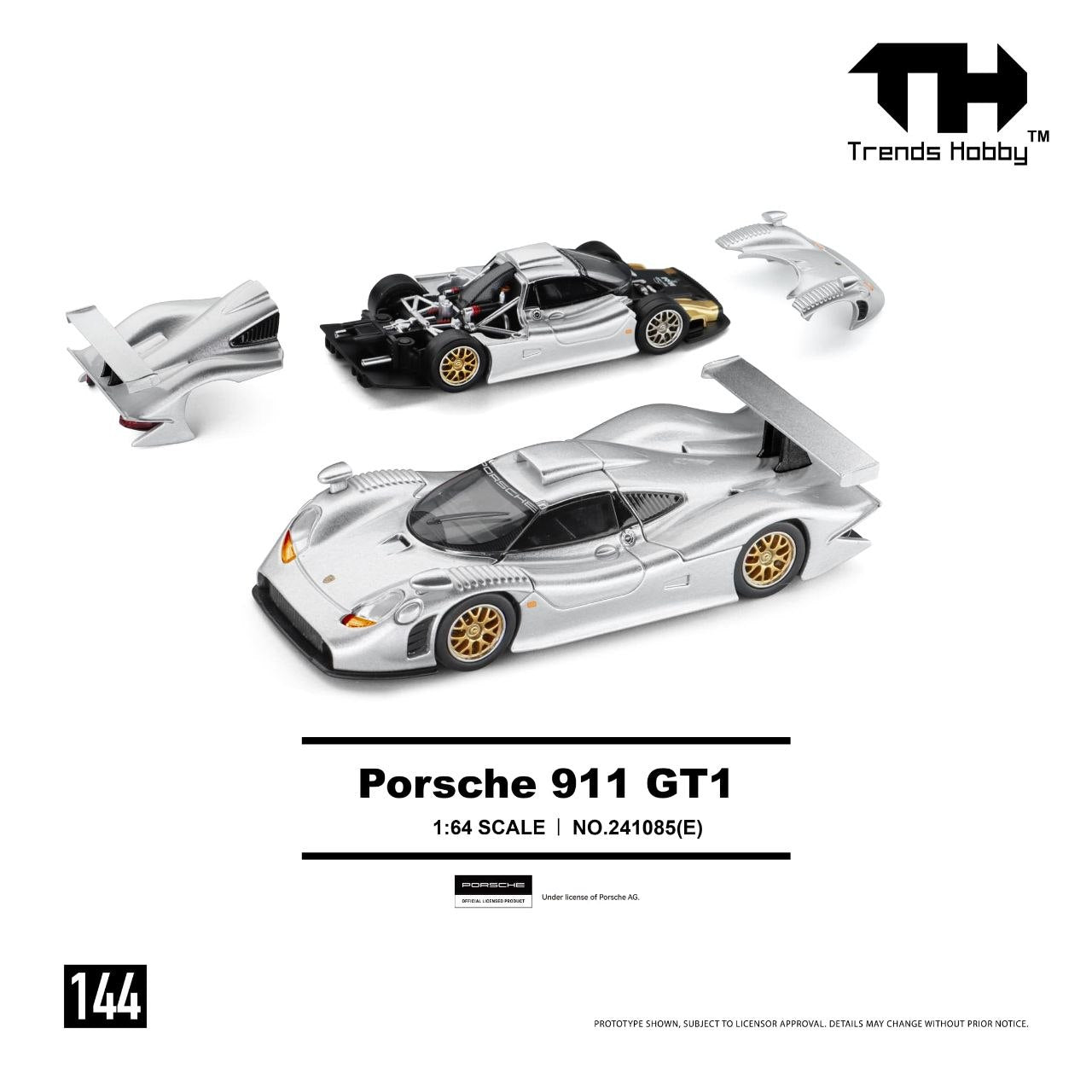 Trends Hobby 1:64 Porsche 911 GT1 Silver