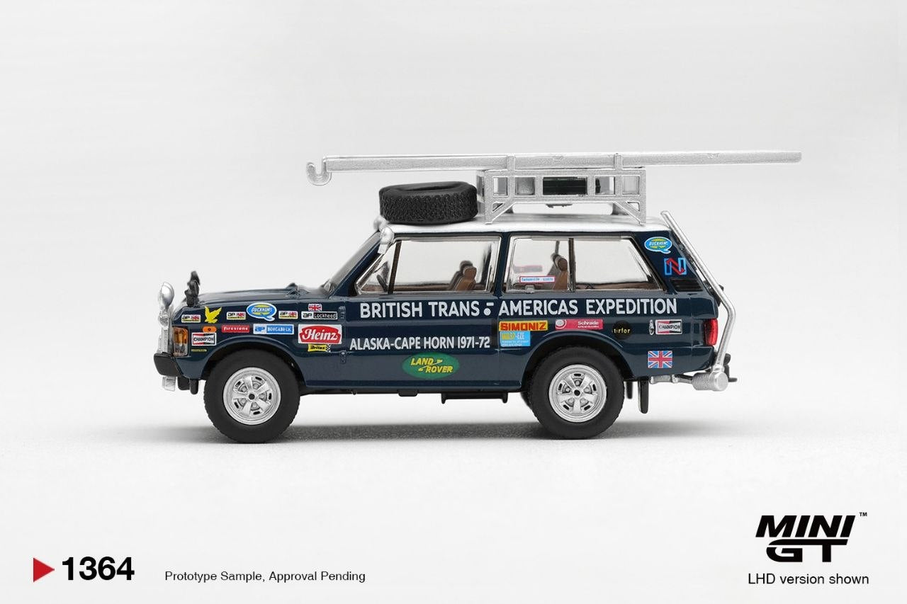 Mini GT 1:64 Range Rover 1971 British Trans-Americas Expedition (VXC-765K) #1364