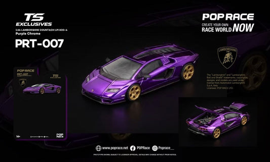 Pop Race 1:64 Lamborghini Countach LPI 800-4 *Tokyo Station Exclusives* Purple Chrome