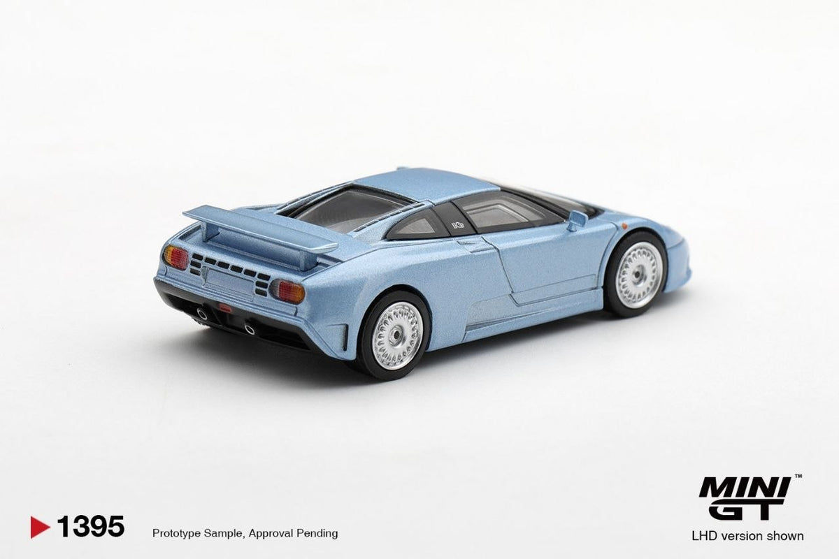 Mini GT 1:64 Bugatti EB110 GT Azzurro Metallizzato Mondial de l'Automobile 1992 #1395