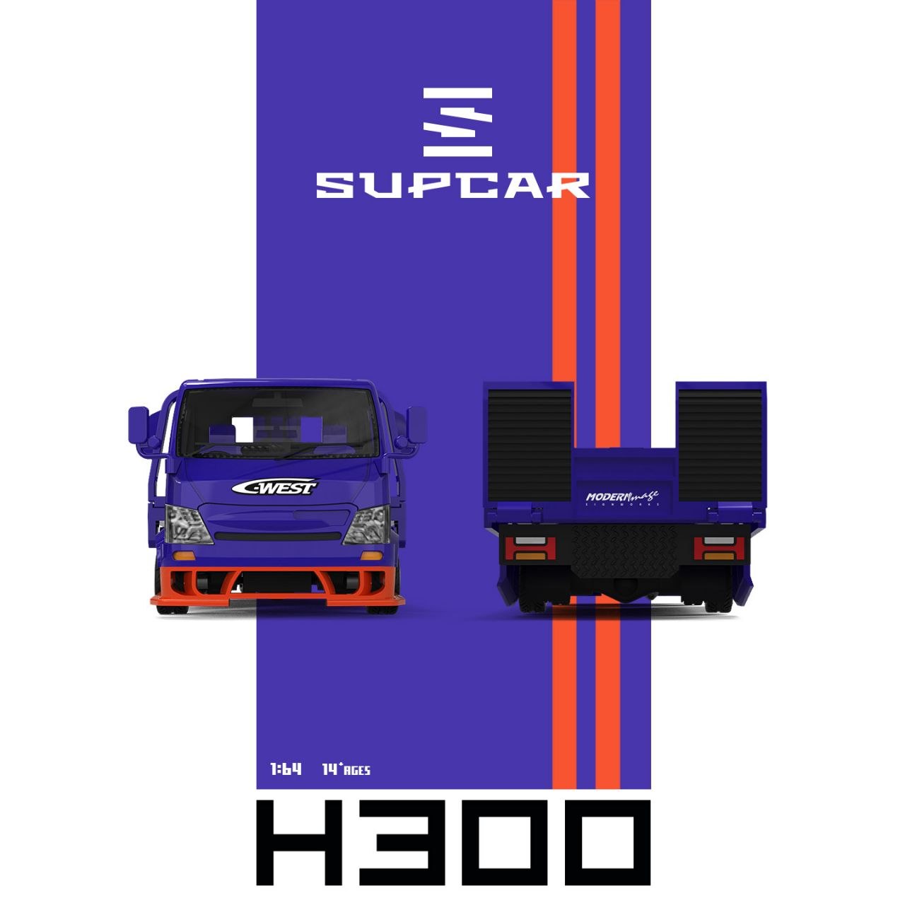 Supcar 1:64 Diecast H300 Tow Truck Fast & Furious 3 Tokyo Drift Blue/Orange Mona Lisa Livery (SC647256)