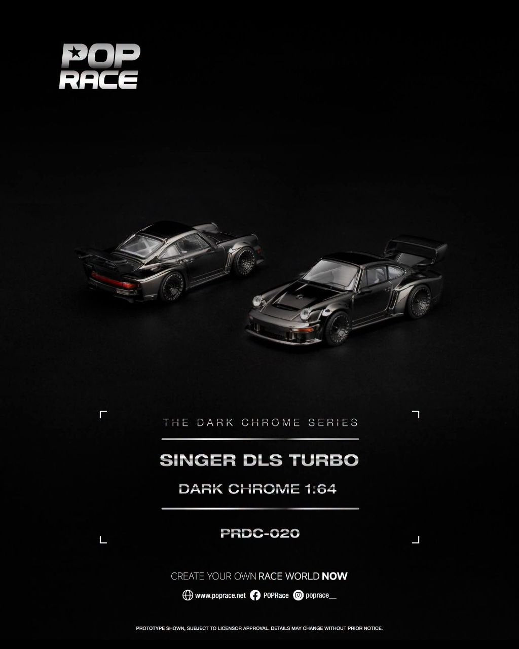 Pop Race 1:64 Singer DLS Turbo Dark Chrome PRDC020