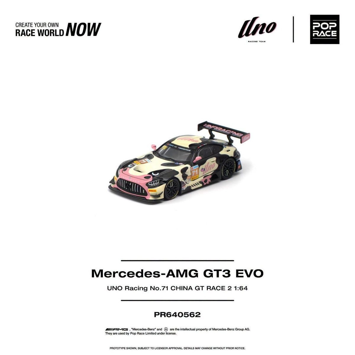 Pop Race 1:64 Mercedes AMG GT3 EVO UNO Racing NO.71 China GT Race 2 "Mumu" PR6400562