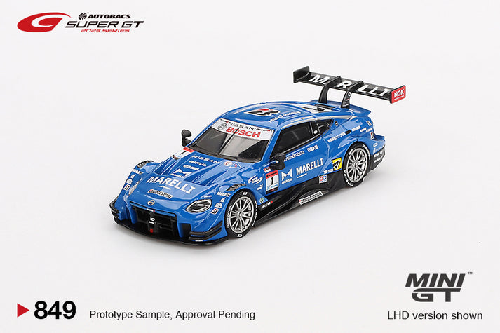 Mini GT 1:64 Nissan Z GT500 #1 MARELLI IMPUL Z TEAM IMPUL 2023 SUPER GT SERIES (MGT00849-BL) Blister Packaging