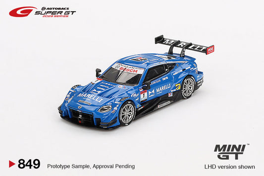 Mini GT 1:64 Nissan Z GT500 #1 MARELLI IMPUL Z TEAM IMPUL 2023 SUPER GT SERIES (MGT00849-BL) Blister Packaging