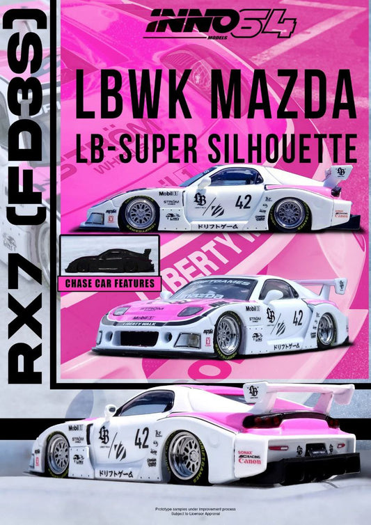 Inno64 Mazda RX7 (FD3S) LB-Super Silhouette *Drift Games 2025* White/Pink