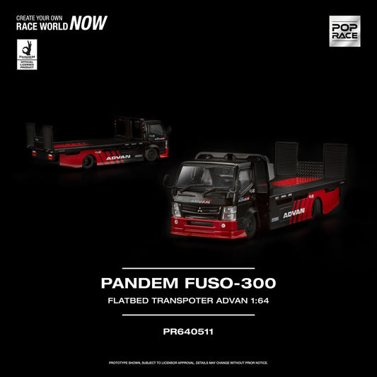 Pop Race 1:64 Pandem Fuso 300 Flatbed Transporter Advan PR640511