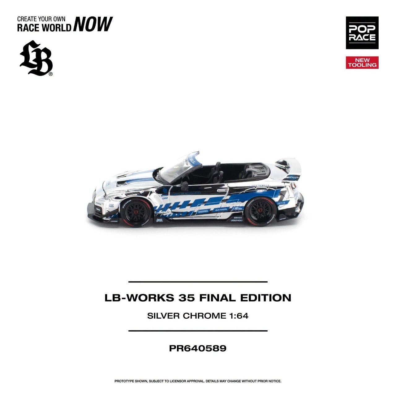 Pop Race 1:64 LB-WORKS 35 FINAL EDITION SILVER CHROME NEW TOOLING #0589