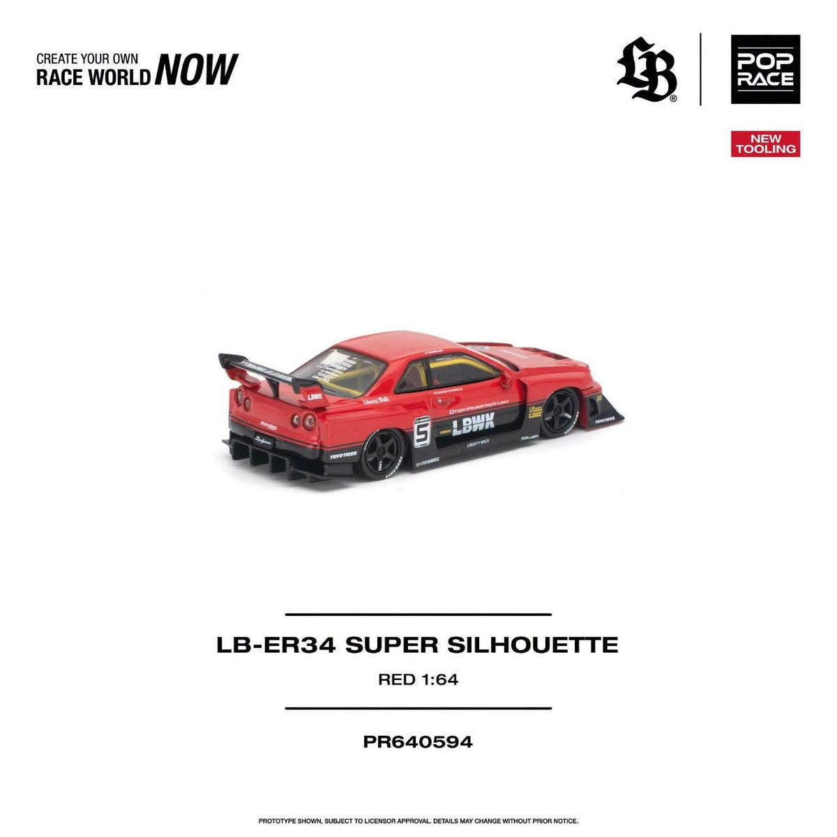 Pop Race 1:64 LB-ER34 Super Silhouette Red *New Tooling* PR640594