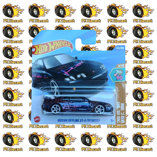 Hot Wheels 1:64 Mainline Nissan Skyline GT-R (BCNR33) Blue 144/250 70s Vs 90s Short Card