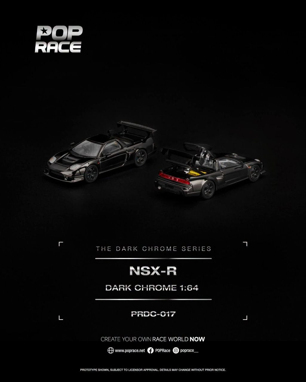 Pop Race 1:64 NSX-R Dark Chrome PRDC017