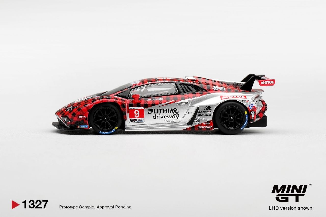 Mini GT 1:64 Lamborghini Huracan GT3 EVO2 #9 Pfaff Motorsports 2025 IMSA WeatherTech GTD Pro (LHD) #1327