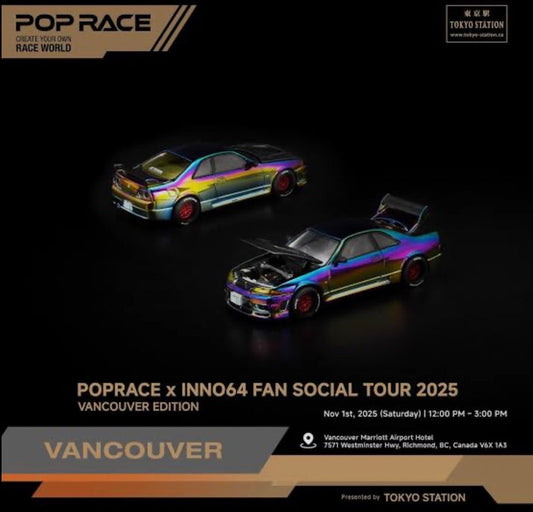 Pop Race XCARTOYS 1:64 APA XPO 2025 Exclusive Skyline GT-R R33 Chrome Chameleon