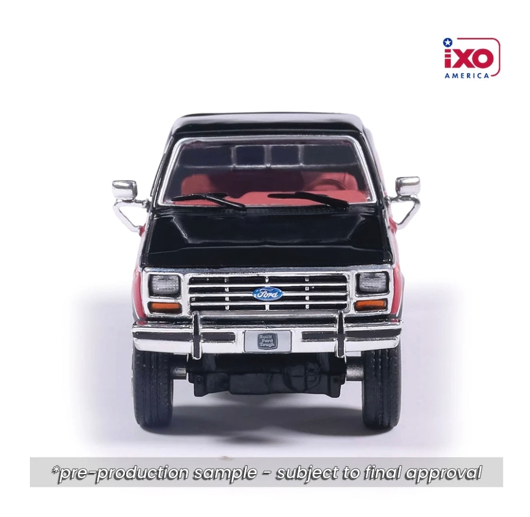 IXO America 1:64 1982 F-350 XL Short Bed - Raven Black & Candy Apple Red Deluxe Tu-Tone