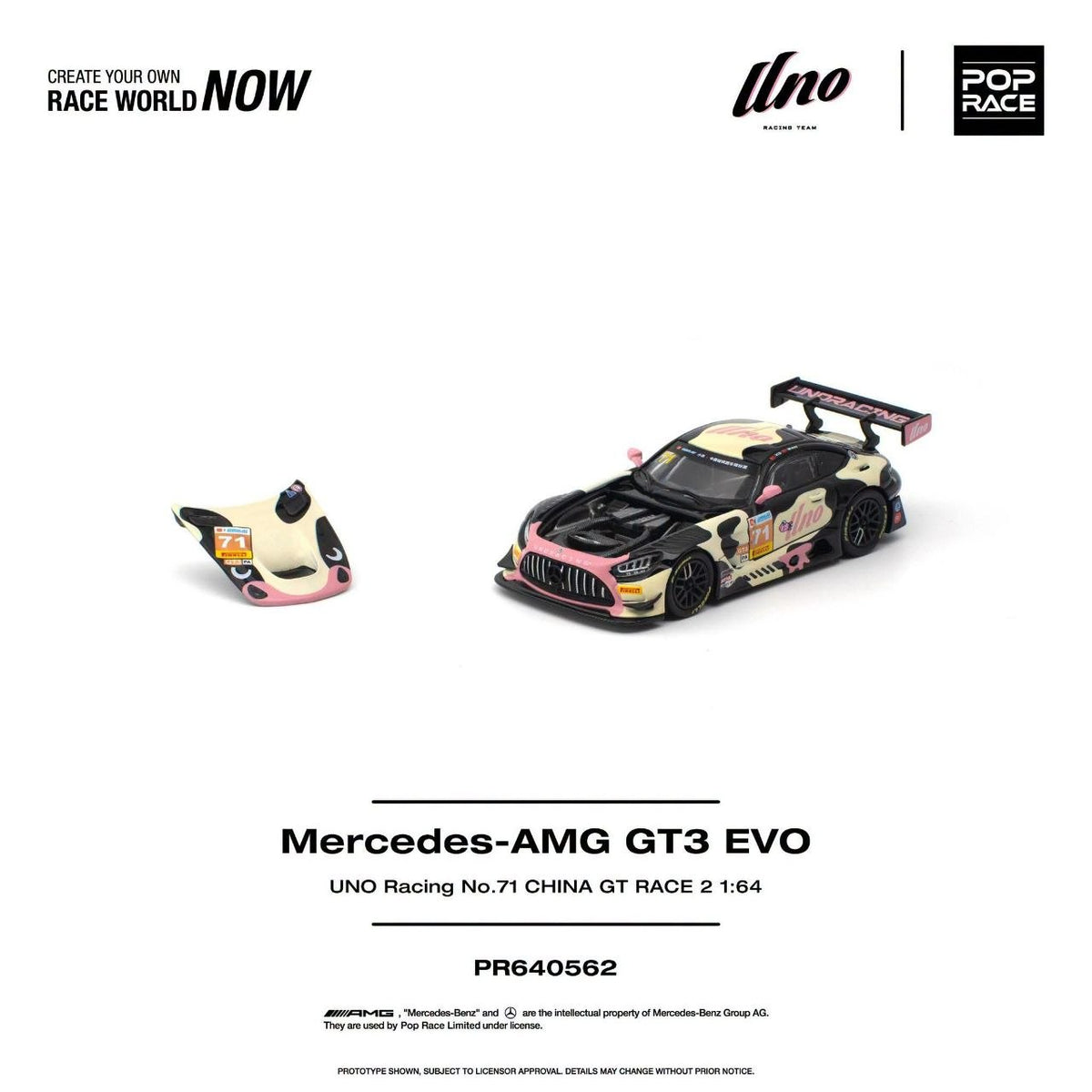 Pop Race 1:64 Mercedes AMG GT3 EVO UNO Racing NO.71 China GT Race 2 "Mumu" PR6400562