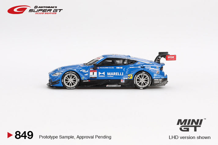 Mini GT 1:64 Nissan Z GT500 #1 MARELLI IMPUL Z TEAM IMPUL 2023 SUPER GT SERIES (MGT00849-BL) Blister Packaging