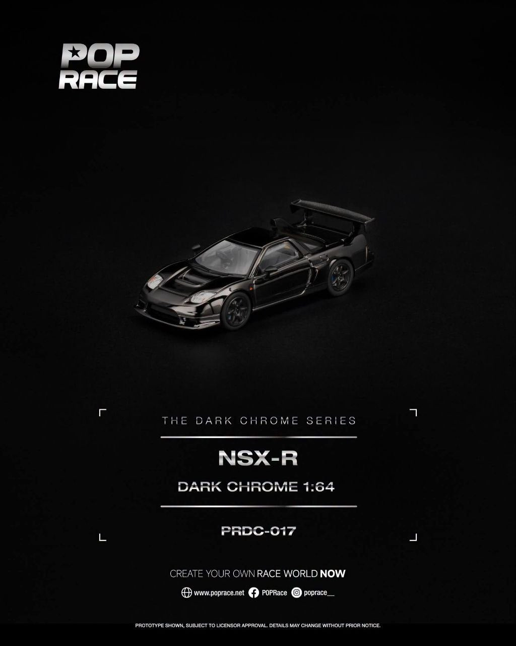 Pop Race 1:64 NSX-R Dark Chrome PRDC017