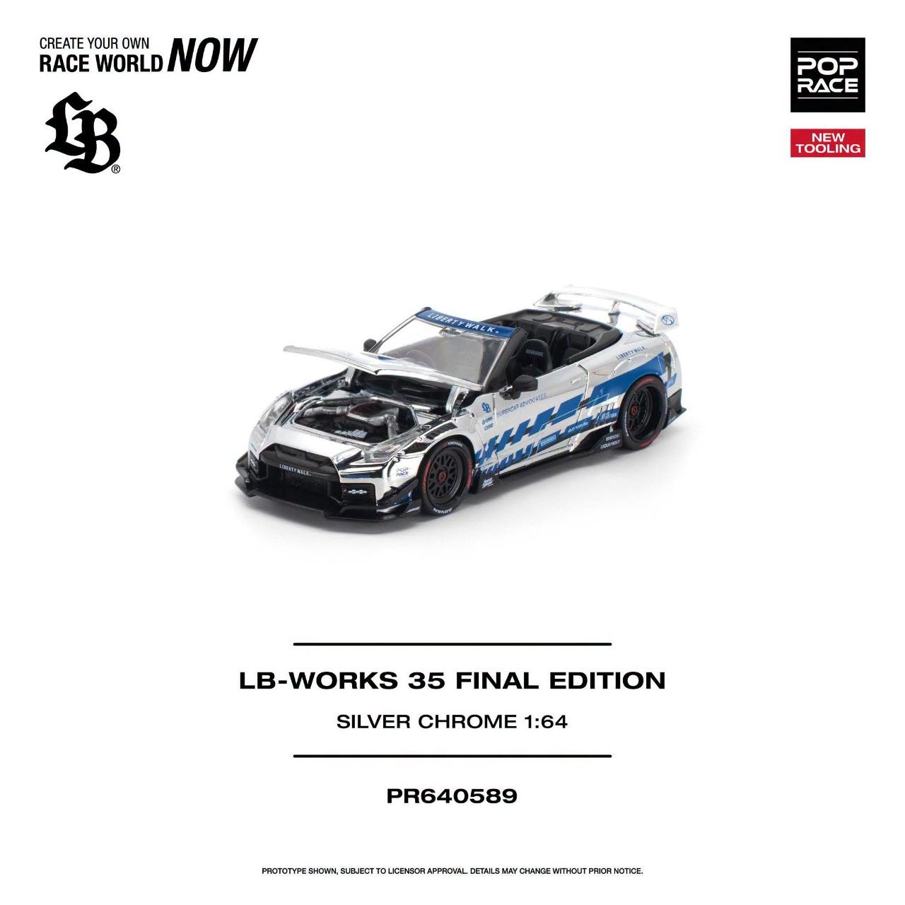 Pop Race 1:64 LB-WORKS 35 FINAL EDITION SILVER CHROME NEW TOOLING #0589