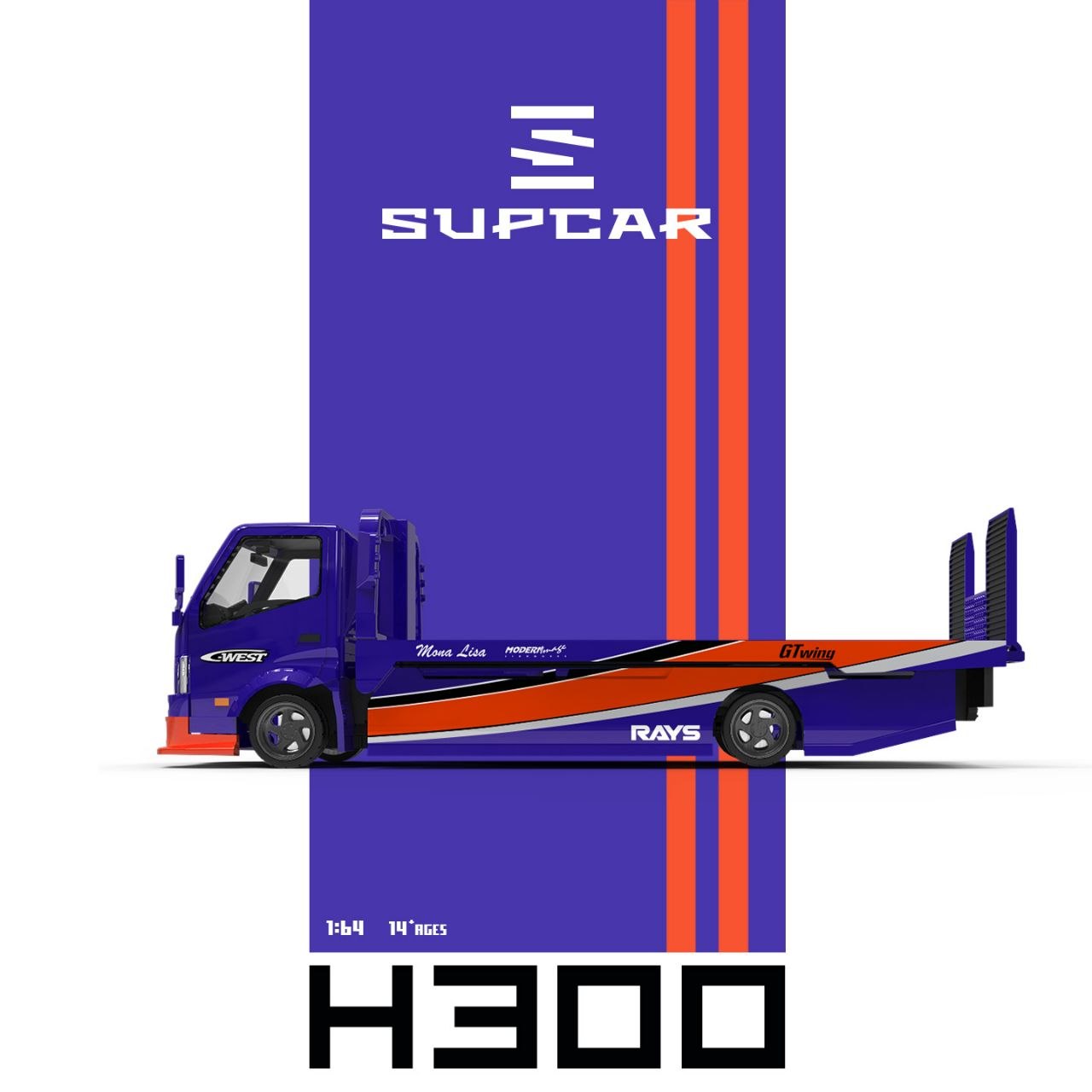 Supcar 1:64 Diecast H300 Tow Truck Fast & Furious 3 Tokyo Drift Blue/Orange Mona Lisa Livery (SC647256)
