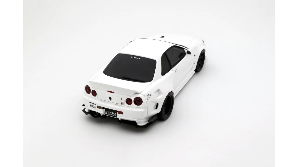 Ottomobile 1:18 Nissan Skyline GT-R R34 KRC Body Kit Pearl White QX1 2019 OT1135