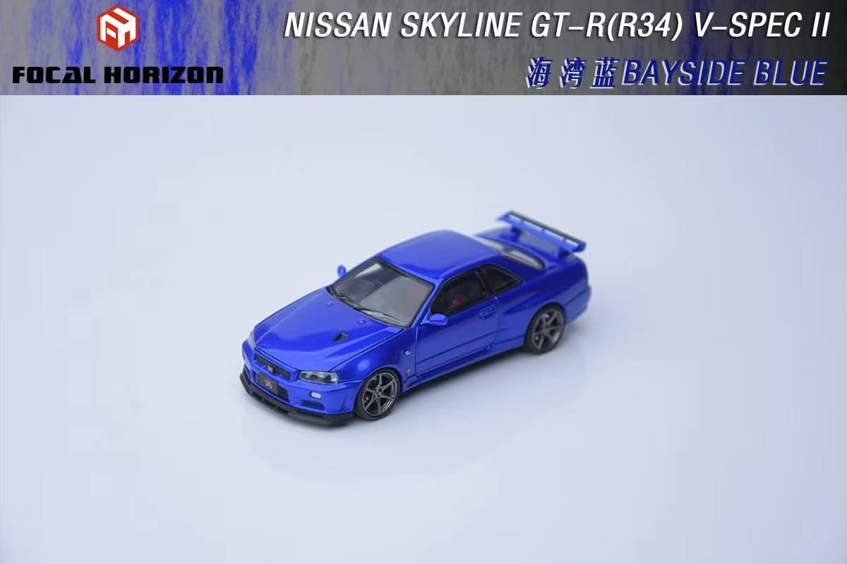 Focal Horizon 1:64 Diecast Nissan Skyline GT-R R34 V-SPEC-II Bayside Blue