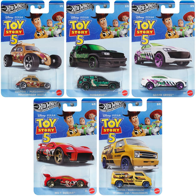 Hot Wheels 1:64 Toy Story 5 Full Set of 5 Silver Series