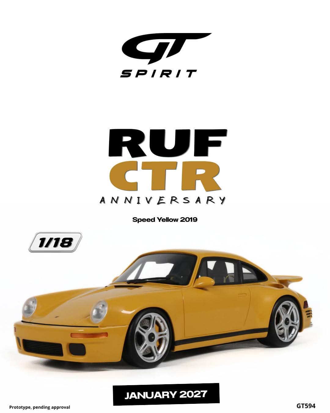 GT Spirit 1:18 2019 RUF CTR Anniversary *Resin Series* Speed Yellow