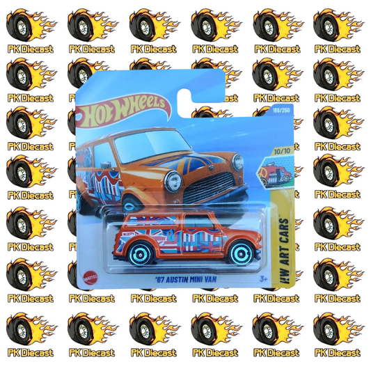 Hot Wheels 1:64 Mainline '67 Austin Mini Van Orange 169/250 HW Art Cars Short Card