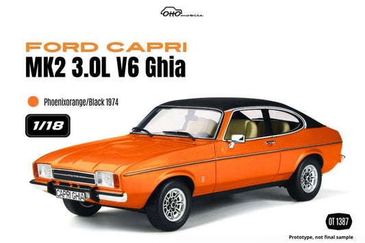 Ottomobile 1:18 1974 Ford Capri MK2 3.0L V6 Ghia Phoenix Orange/Black *Resin Series