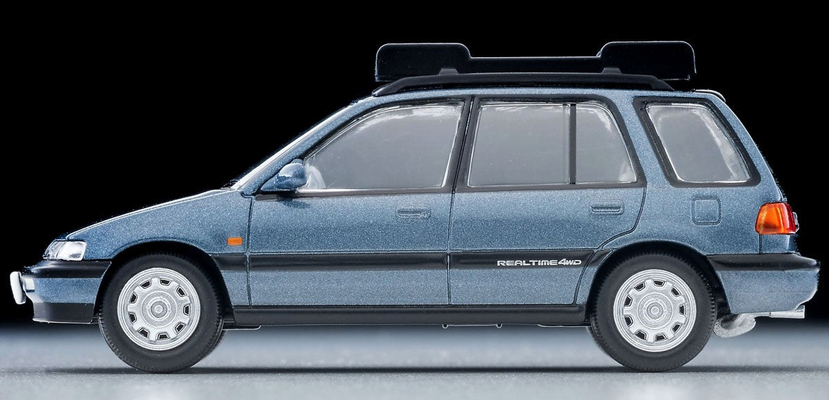 Tomica Limited Vintage 1:64 1990 Honda Civic Shuttle RT X with Figure and Mountain Bike Blue