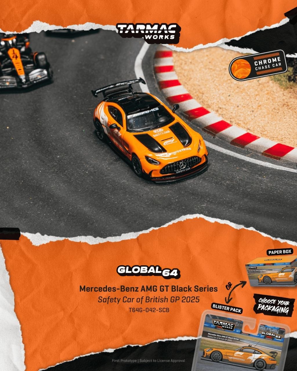 Tarmac Works 1:64 2025 Mercedes-Benz AMG GT Black Series Safety Car F1 British GP Orange