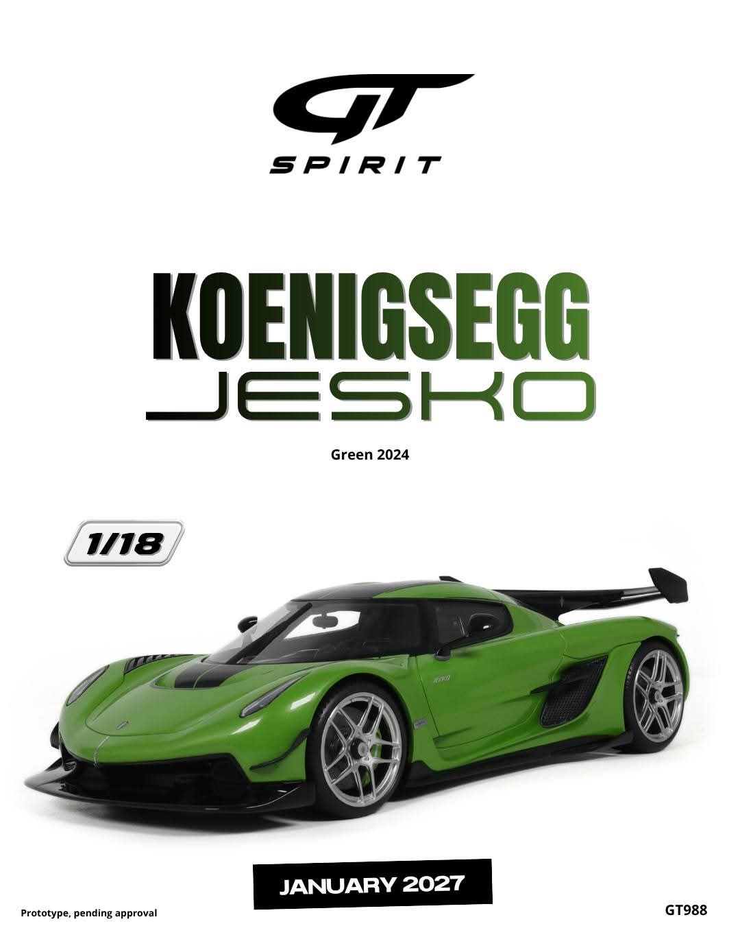 GT Spirit 1:18 2024 Koenigsegg Jesko *Resin Series* Green