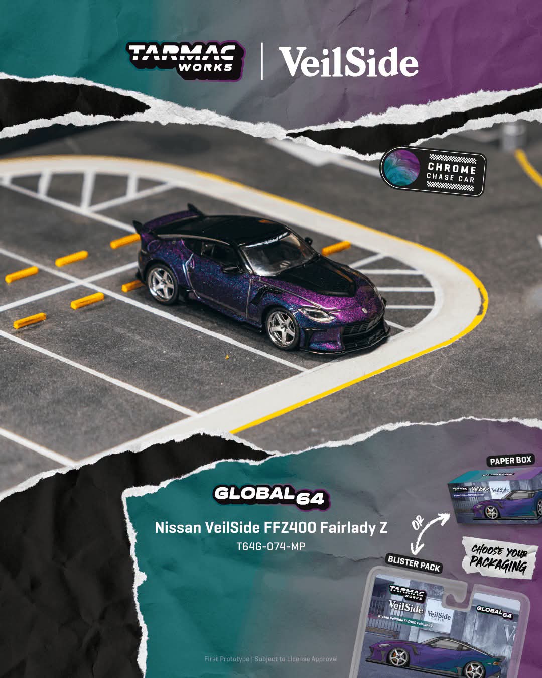 Tarmac Works 1:64 2025 Nissan Fairlady Z Veilside FFZ400 Chameleon Purple