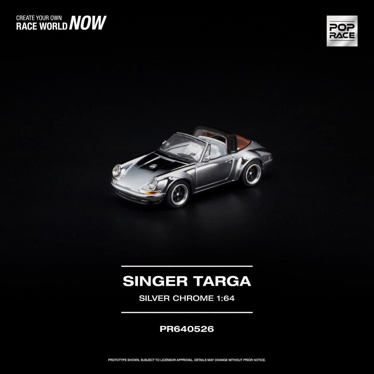 Pop Race 1:64 Singer Targa Silver Chrome #0526
