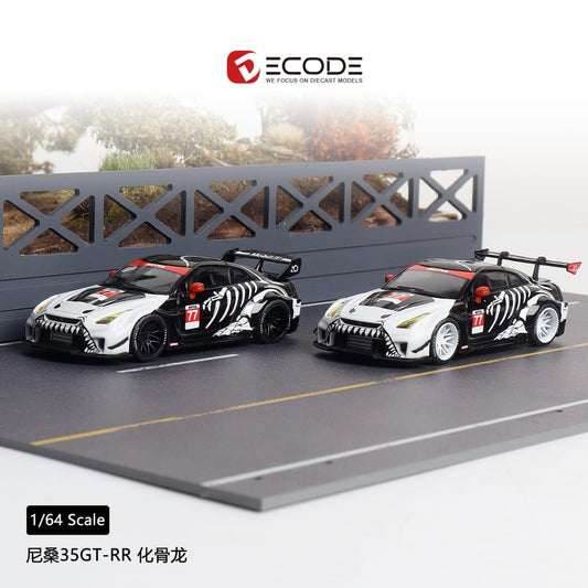 DEcode Model 1:64 Diecast GT-R R35 LB Skeleton Dinosaur Livery