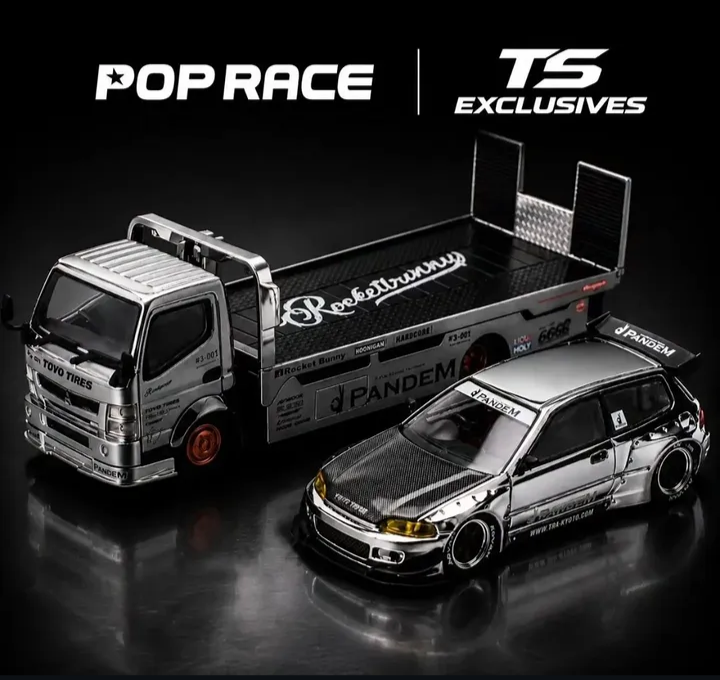 Pop Race 1:64 Pandem EG6 *Tokyo Station Exclusives* Silver Chrome