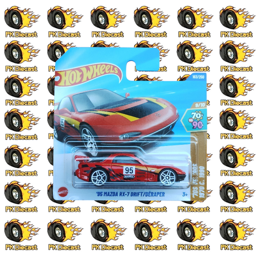 Hot Wheels 1:64 Mainline '95 Mazda RX-7 Drift 163/250 70s Vs 90s Short Card