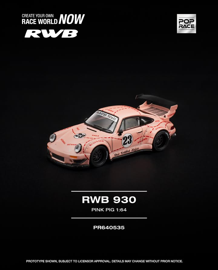 Pop Race 1:64 RWB 930 #23 *Pink Pig*