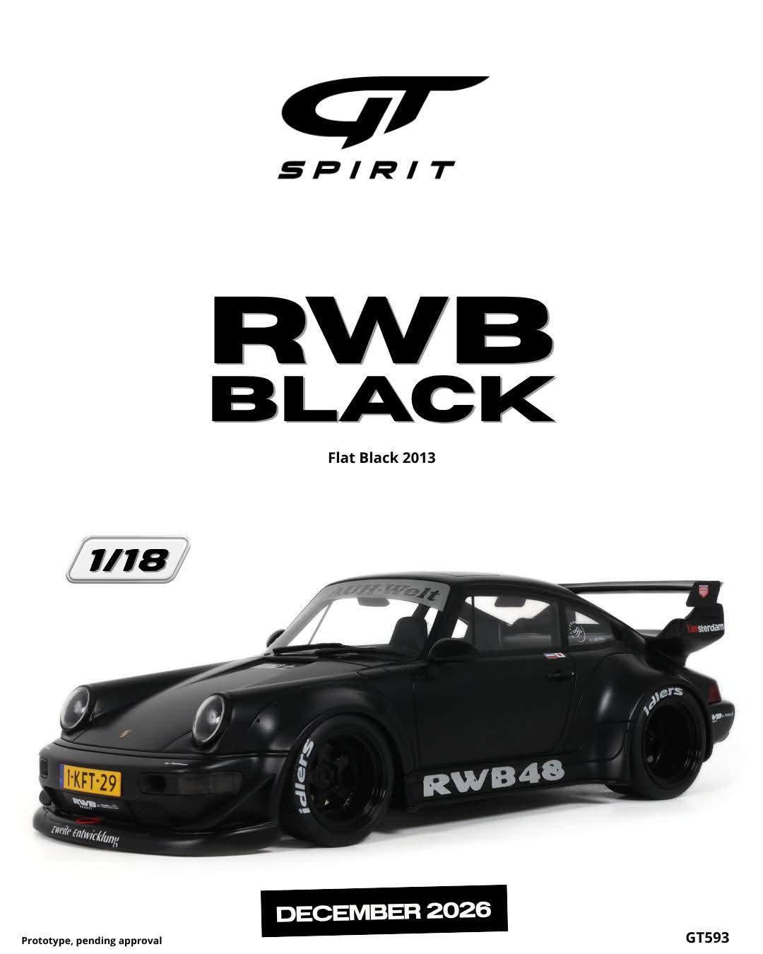 GT Spirit 1:18 2013 RWB Black *Resin Series* Flat Black