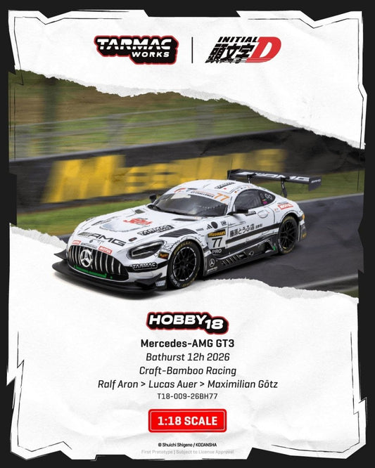 Tarmac Works 1:18 Mercedes-AMG GT3 Bathurst 12h 2026 Craft-Bamboo Racing
Ralf Aron/Lucas Auer/Maximilian Götz