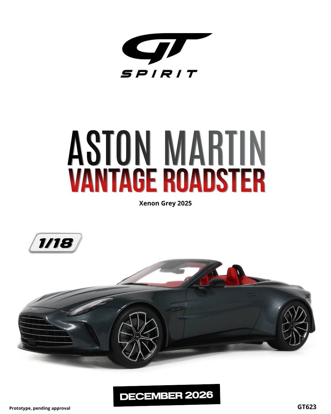 GT Spirit 1:18 2025 Aston Martin Vantage Roadster *Resin Series* Xenon Grey