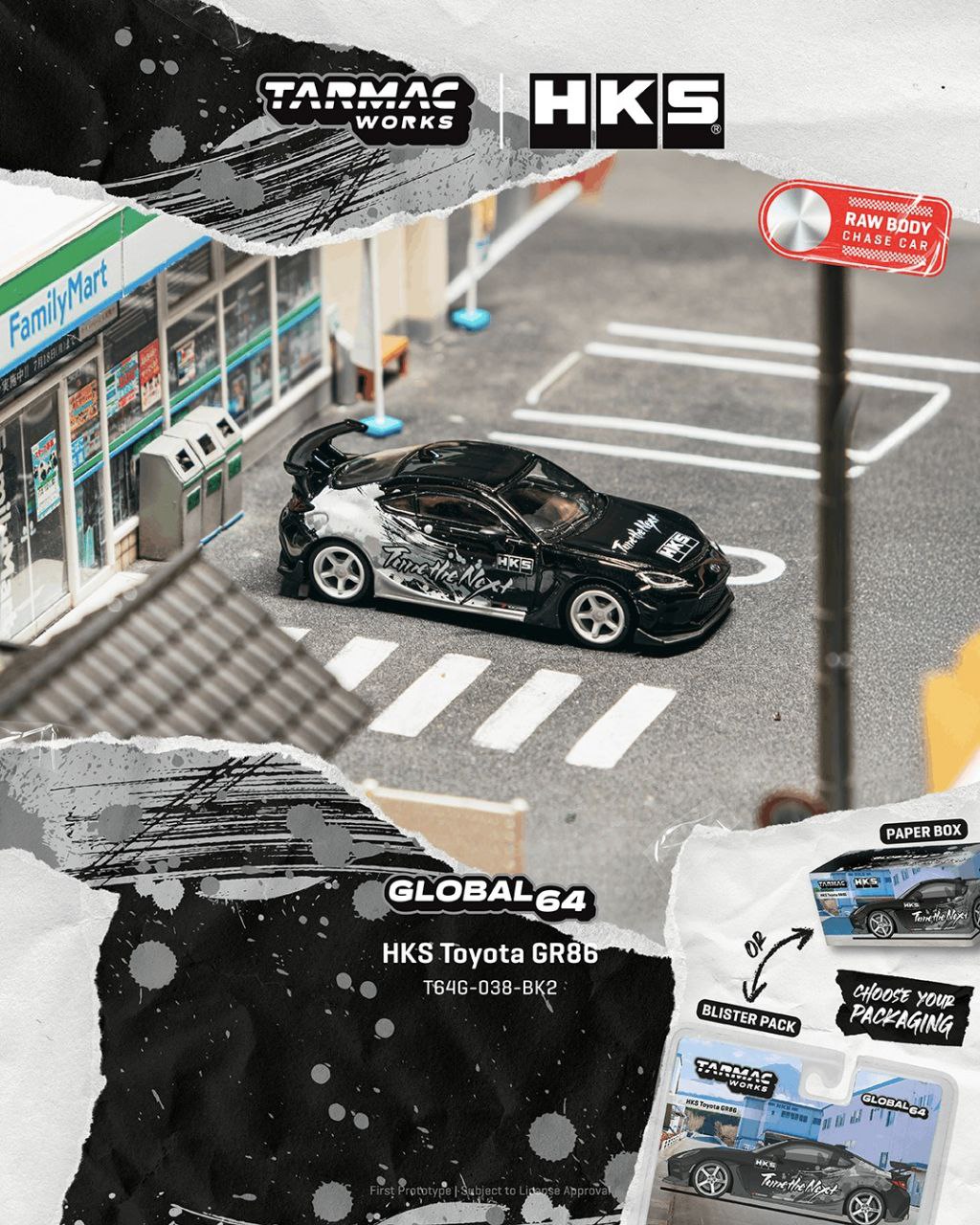 Tarmac Works 1:64 Toyota GR86 *HKS* Black