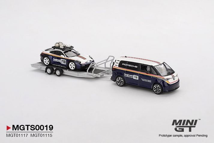 Mini GT 1:64 Porsche 911 Dakar #718 Volkswagen ID. Buzz Porsche Centrum Gelderland Roughroads Set