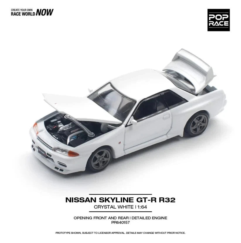 Pop Race Nissan Skyline GT-R R32 Crystal White 1:64