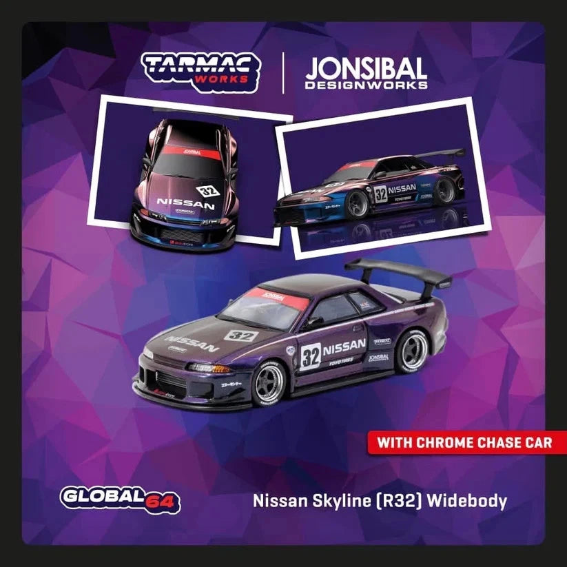 Tarmac Works Nissan Skyline (R32) Widebody, midnight purple 1:64