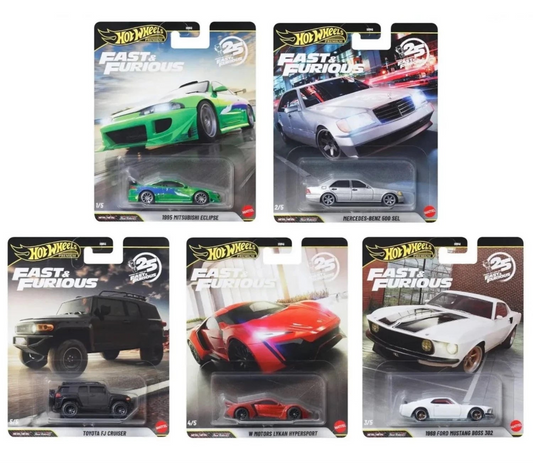 Hot Wheels 1:64 2026 Fast & Furious 25th Anniversary #1-5 Set of 5 Cars
